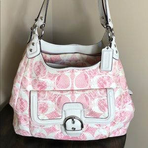 Authentic Coach pink and white shoulder bag